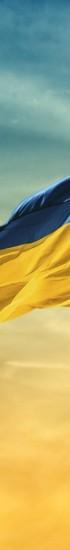 Ukrainan lippu liehumassa sinikeltaista taivasta vasten, taivaalla lentää valkoinen kyyhky.